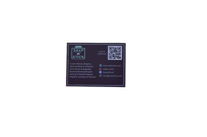 Custom magnetic business card close-up showing print quality by Snap'N'Stick