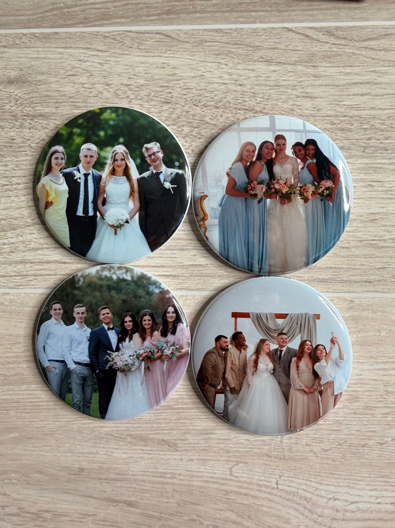 Custom 2.25 inch round photo magnets, keychains, button pins and pocket mirrors by Snap'N'Stick